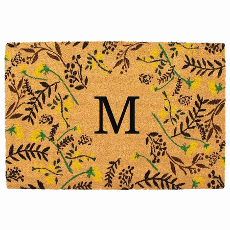 Monogram Door Mat, Black, Yellow, Green, Natural, 24 in W x 36 in L